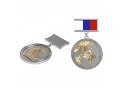 Медаль на колодке с мауровой лентой (триколор)