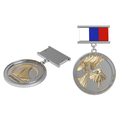 Медаль на колодке с мауровой лентой (триколор)